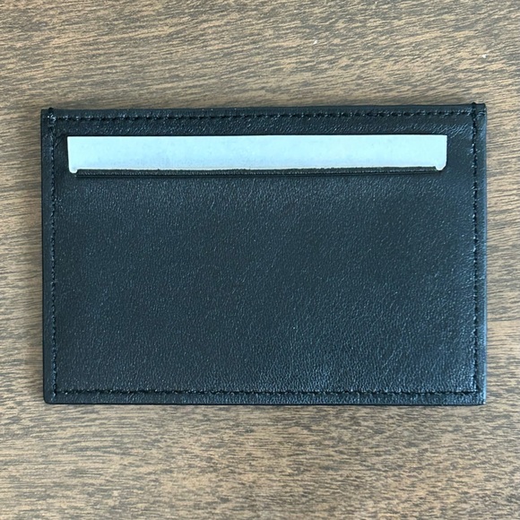 ETIENNE AIGNER BLACK LAMB SKIN 2 SLOT CARD HOLDER WALLET - Picture 6 of 6